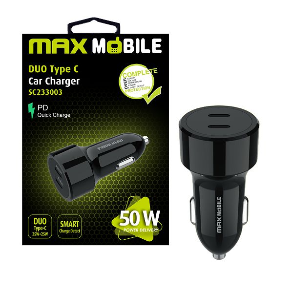 Maxmobile auto adapter pd qc 30 duo type c sc 23300350w quic 5052 1002070033