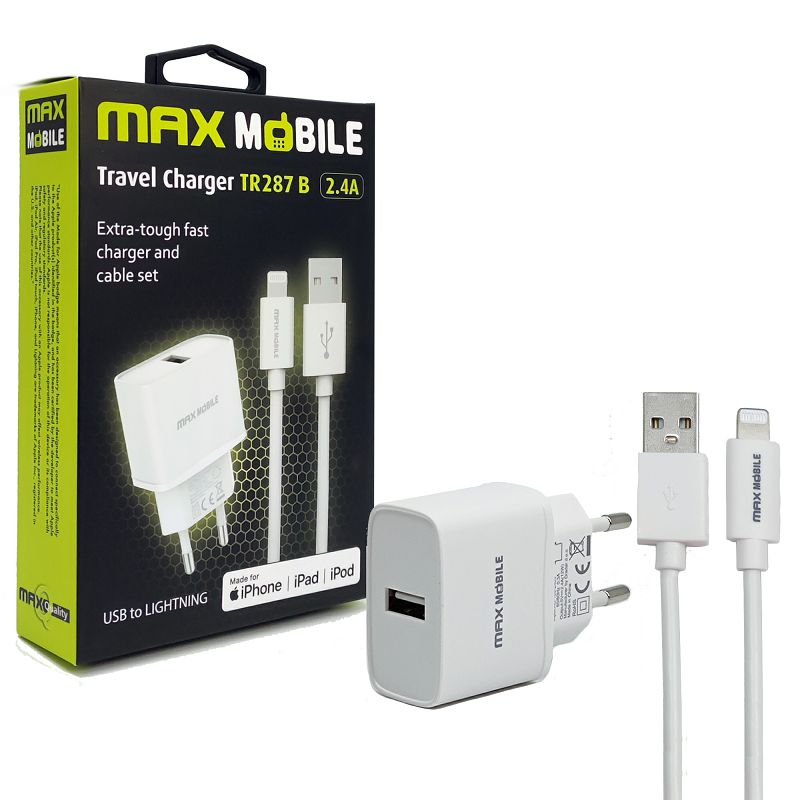 Maxmobile kucni punjac set 2u1 iphone lightning usb 24a mfi 1002110010