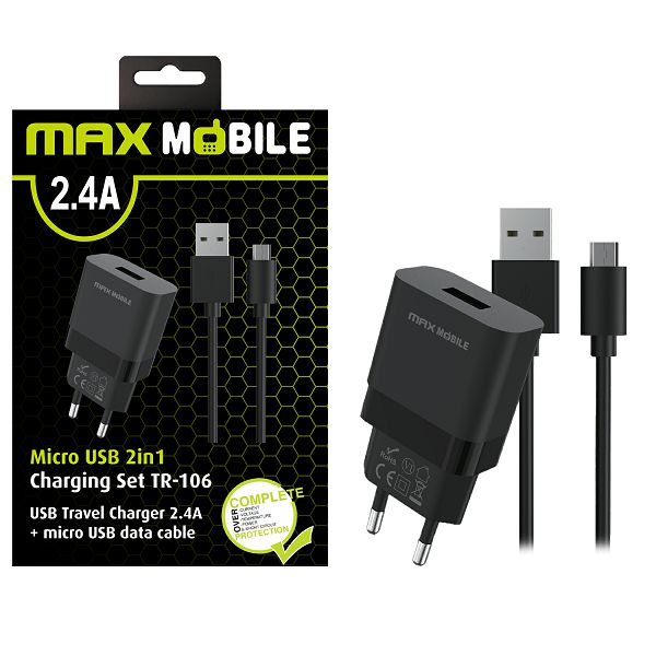 Maxmobile kucni punjac set 2u1 usb micro data kabel 24a 74539 1002110003