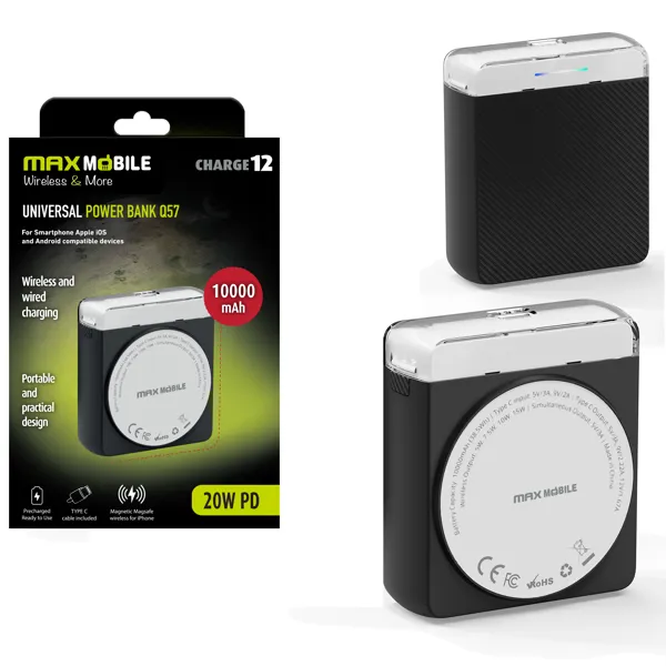 Maxmobile power bank wireless magnetic q57 10000mah 20w pd t 31874