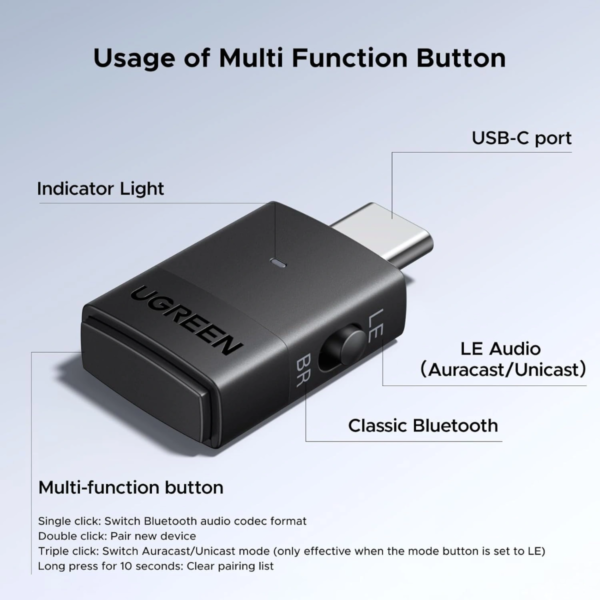 205656 57 ugreen type c bluetooth transmitter audio adapter bluetooth classic le audio dual mode bt701 65708 ugreen sri lanka